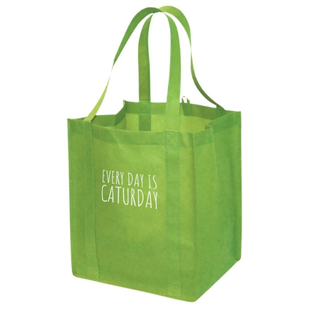 Toronto Cat Rescue Every Day Is Caturday Green Grocery Tote Bag